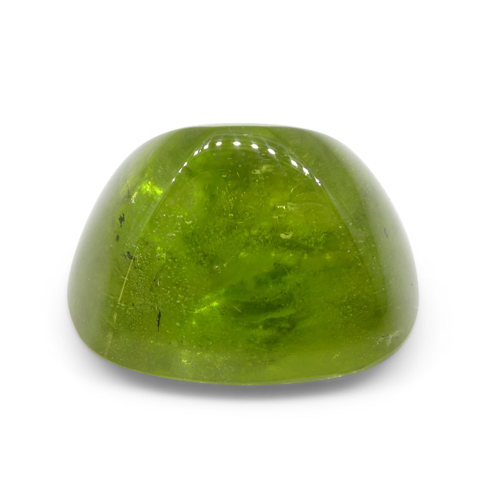 21.68ct Cushion Sugarloaf Cabochon Yellow-Green Peridot from Sapat Gali, Pakistan - Skyjems Wholesale Gemstones