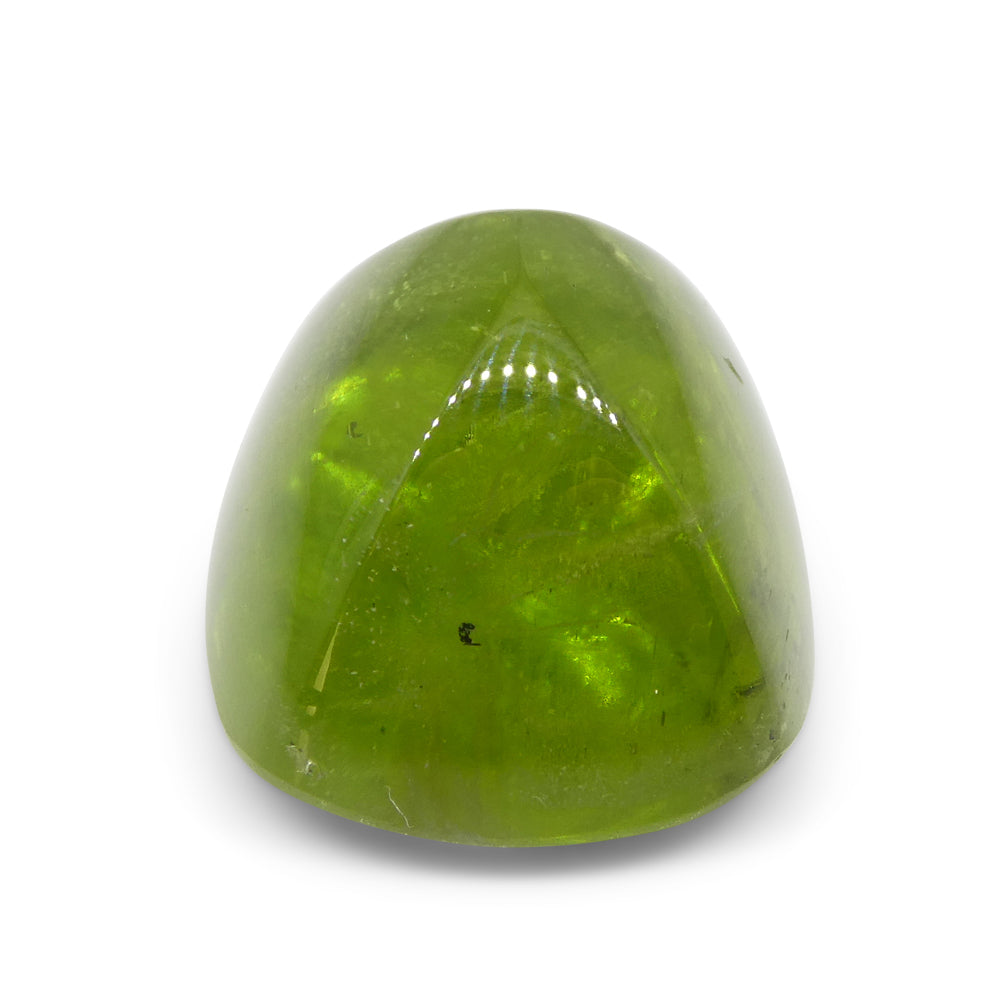 21.68ct Cushion Sugarloaf Cabochon Yellow-Green Peridot from Sapat Gali, Pakistan - Skyjems Wholesale Gemstones