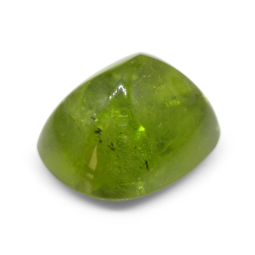 21.68ct Cushion Sugarloaf Cabochon Yellow-Green Peridot from Sapat Gali, Pakistan - Skyjems Wholesale Gemstones