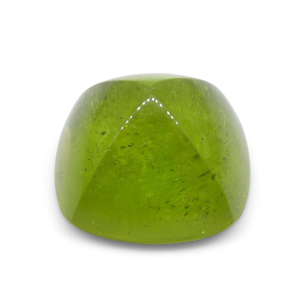 13.36ct Cushion Sugarloaf Cabochon Yellow-Green Peridot from Sapat Gali, Pakistan - Skyjems Wholesale Gemstones