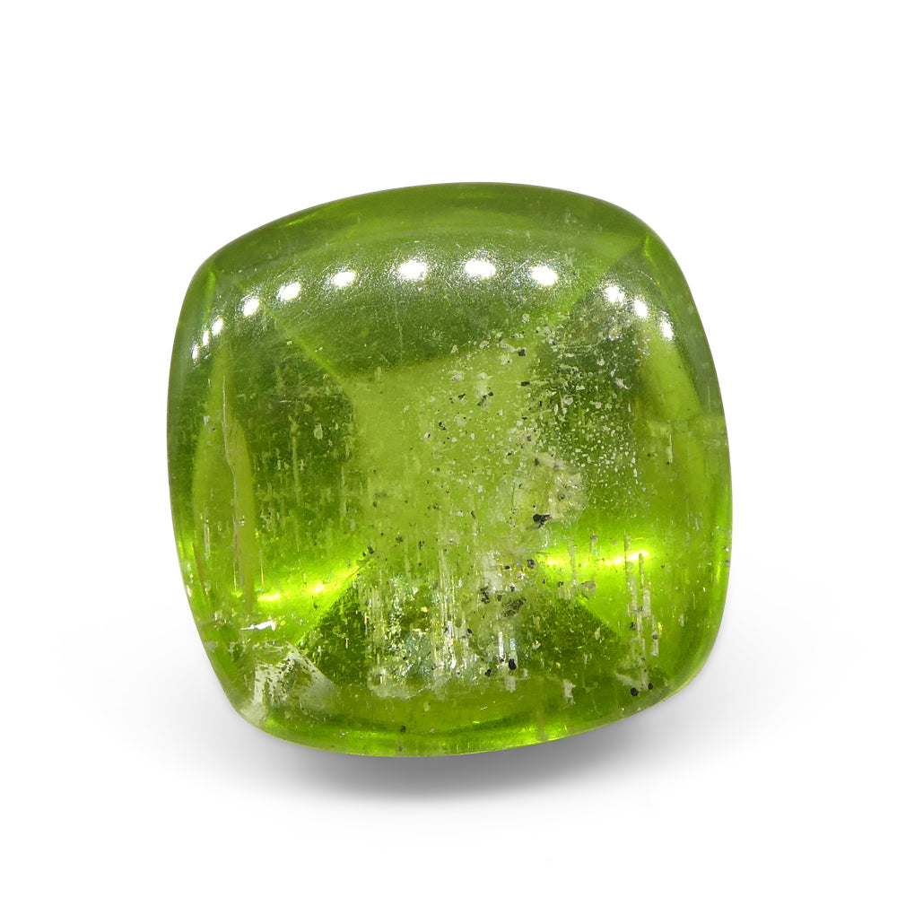 13.36ct Cushion Sugarloaf Cabochon Yellow-Green Peridot from Sapat Gali, Pakistan - Skyjems Wholesale Gemstones