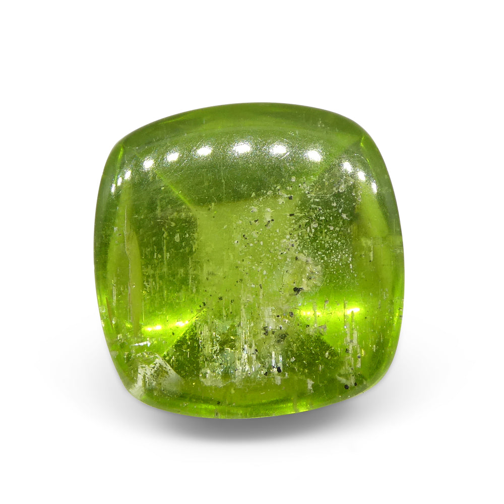 13.36ct Cushion Sugarloaf Cabochon Yellow-Green Peridot from Sapat Gali, Pakistan - Skyjems Wholesale Gemstones