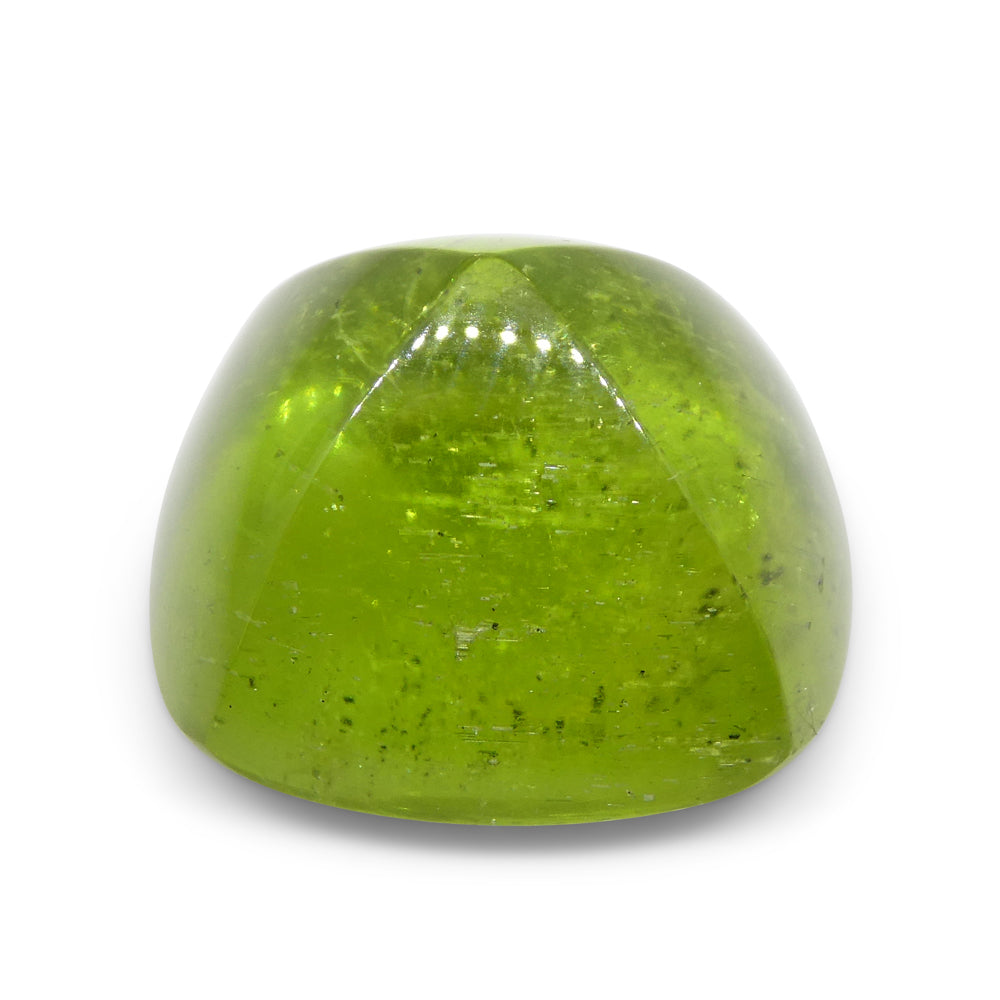 13.36ct Cushion Sugarloaf Cabochon Yellow-Green Peridot from Sapat Gali, Pakistan - Skyjems Wholesale Gemstones