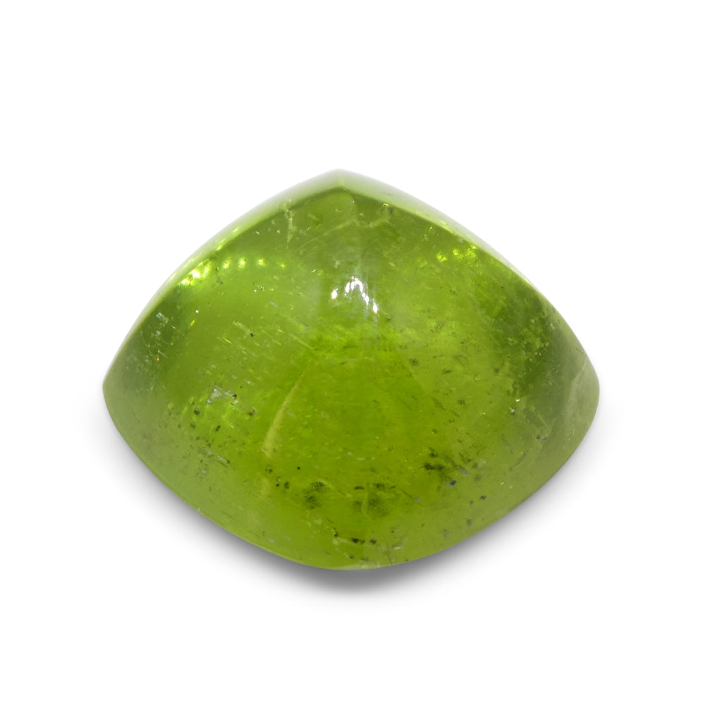 13.36ct Cushion Sugarloaf Cabochon Yellow-Green Peridot from Sapat Gali, Pakistan - Skyjems Wholesale Gemstones