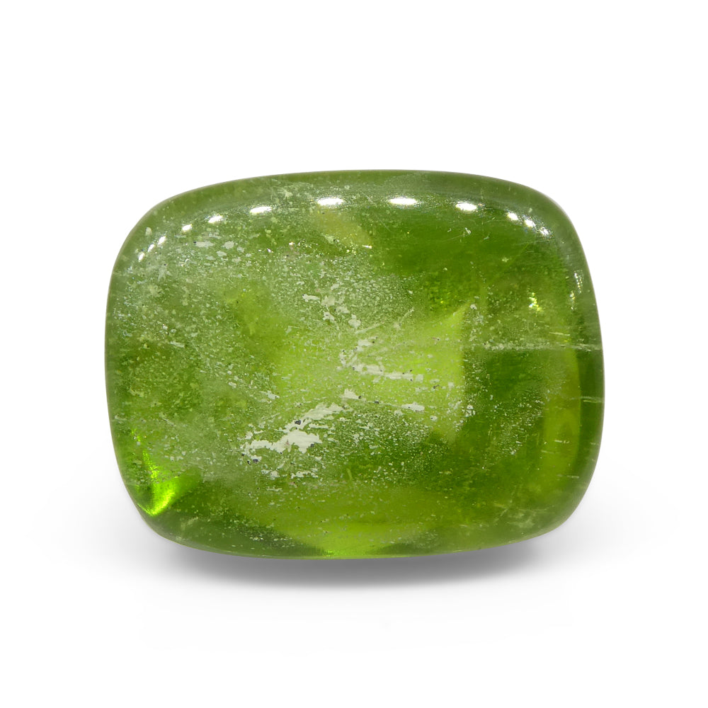 28.37ct Cushion Sugarloaf Cabochon Yellow-Green Peridot from Sapat Gali, Pakistan - Skyjems Wholesale Gemstones