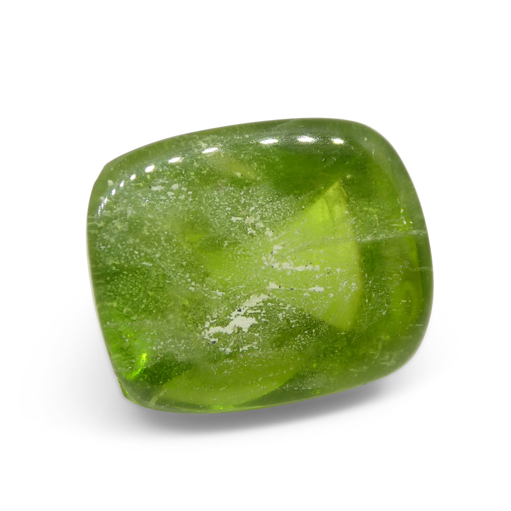 28.37ct Cushion Sugarloaf Cabochon Yellow-Green Peridot from Sapat Gali, Pakistan - Skyjems Wholesale Gemstones