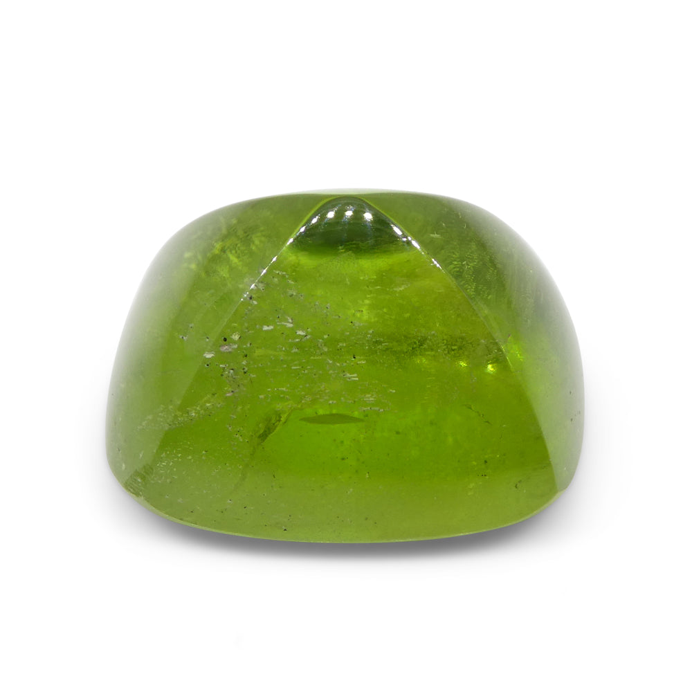 28.37ct Cushion Sugarloaf Cabochon Yellow-Green Peridot from Sapat Gali, Pakistan - Skyjems Wholesale Gemstones