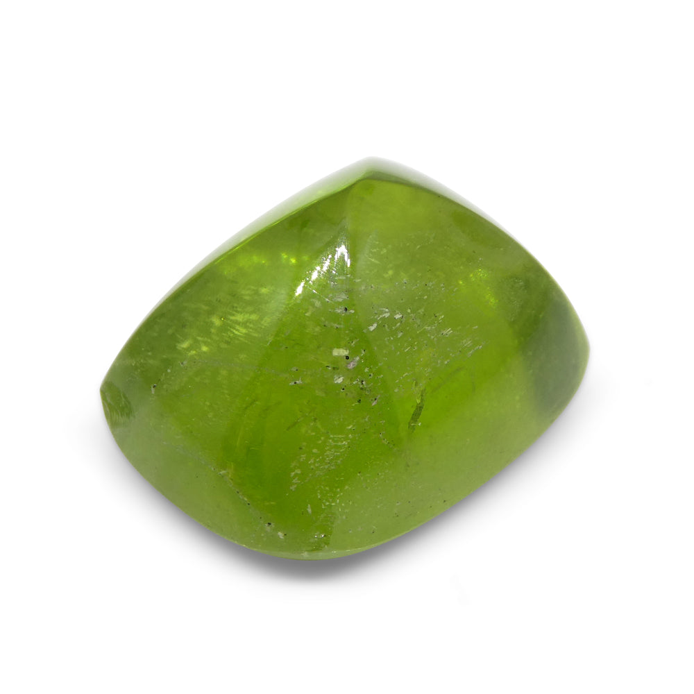 28.37ct Cushion Sugarloaf Cabochon Yellow-Green Peridot from Sapat Gali, Pakistan - Skyjems Wholesale Gemstones