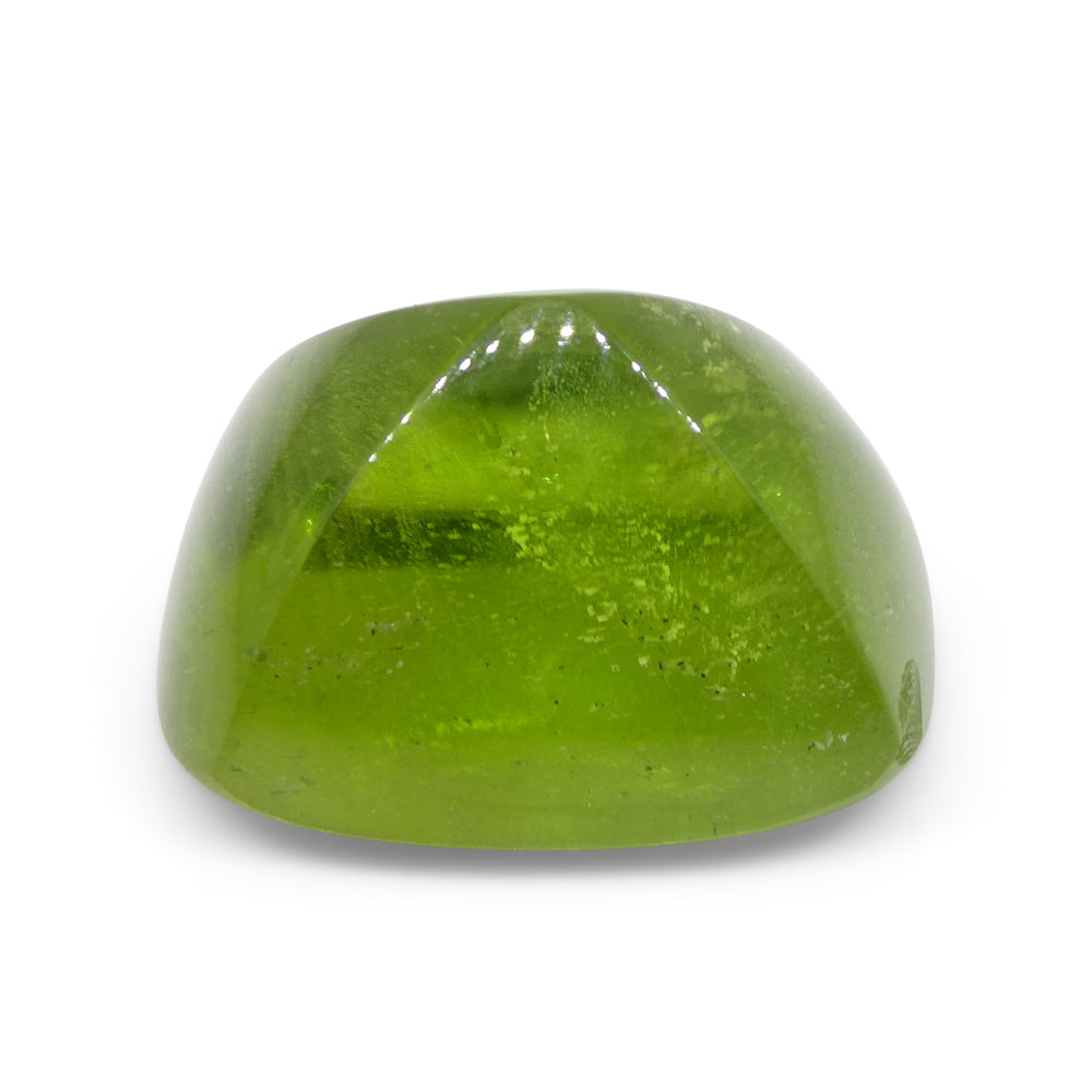 28.37ct Cushion Sugarloaf Cabochon Yellow-Green Peridot from Sapat Gali, Pakistan - Skyjems Wholesale Gemstones