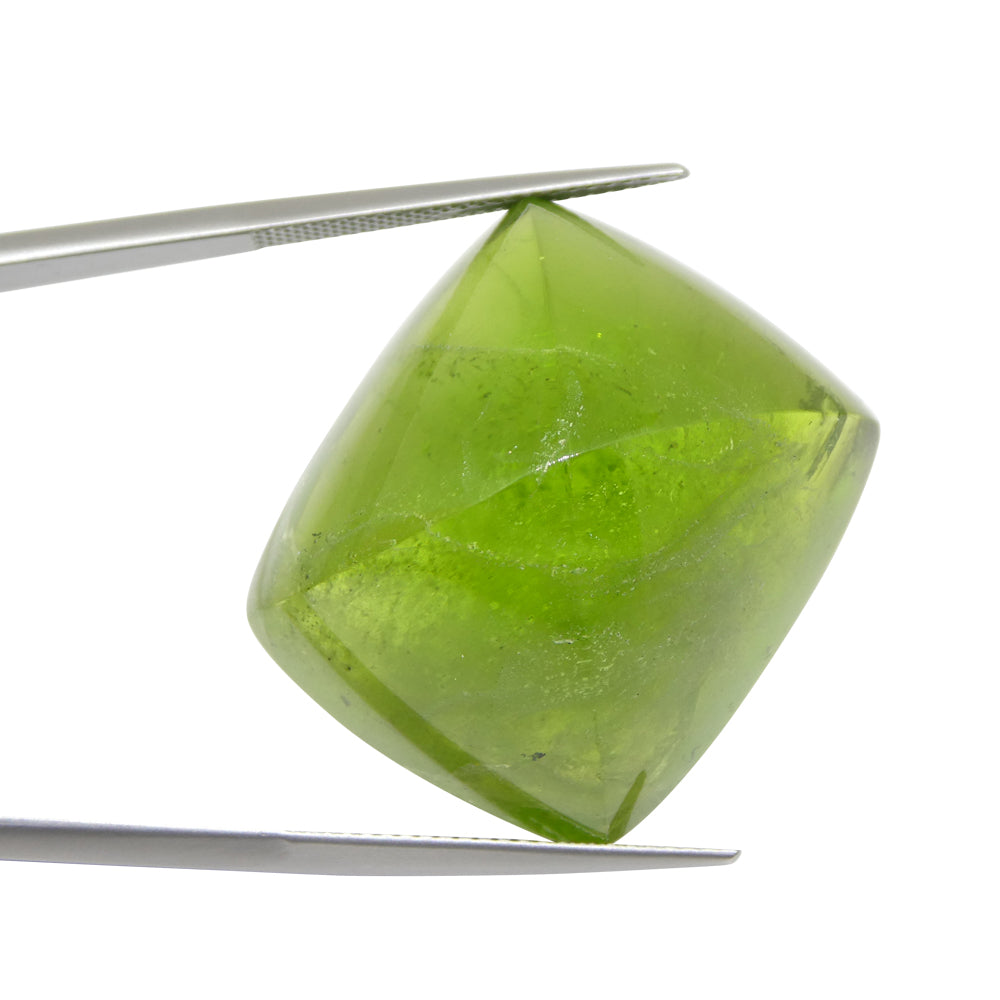 76.85ct Cushion Sugarloaf Cabochon Yellow-Green Peridot from Sapat Gali, Pakistan - Skyjems Wholesale Gemstones