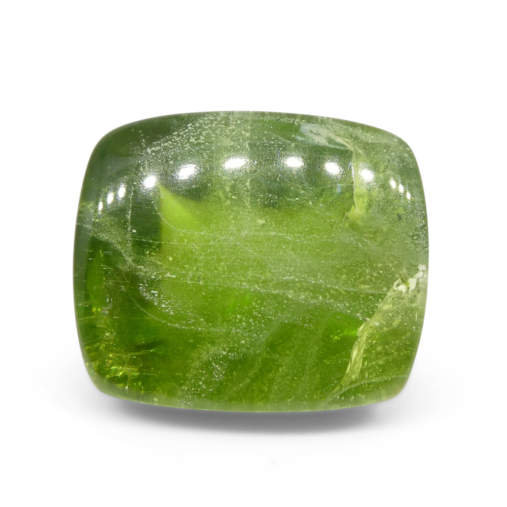 76.85ct Cushion Sugarloaf Cabochon Yellow-Green Peridot from Sapat Gali, Pakistan - Skyjems Wholesale Gemstones