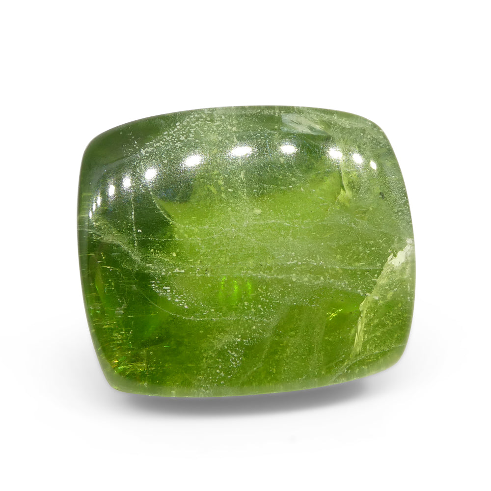 76.85ct Cushion Sugarloaf Cabochon Yellow-Green Peridot from Sapat Gali, Pakistan - Skyjems Wholesale Gemstones