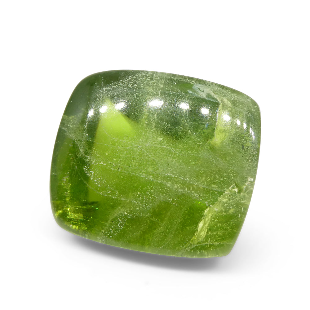 76.85ct Cushion Sugarloaf Cabochon Yellow-Green Peridot from Sapat Gali, Pakistan - Skyjems Wholesale Gemstones