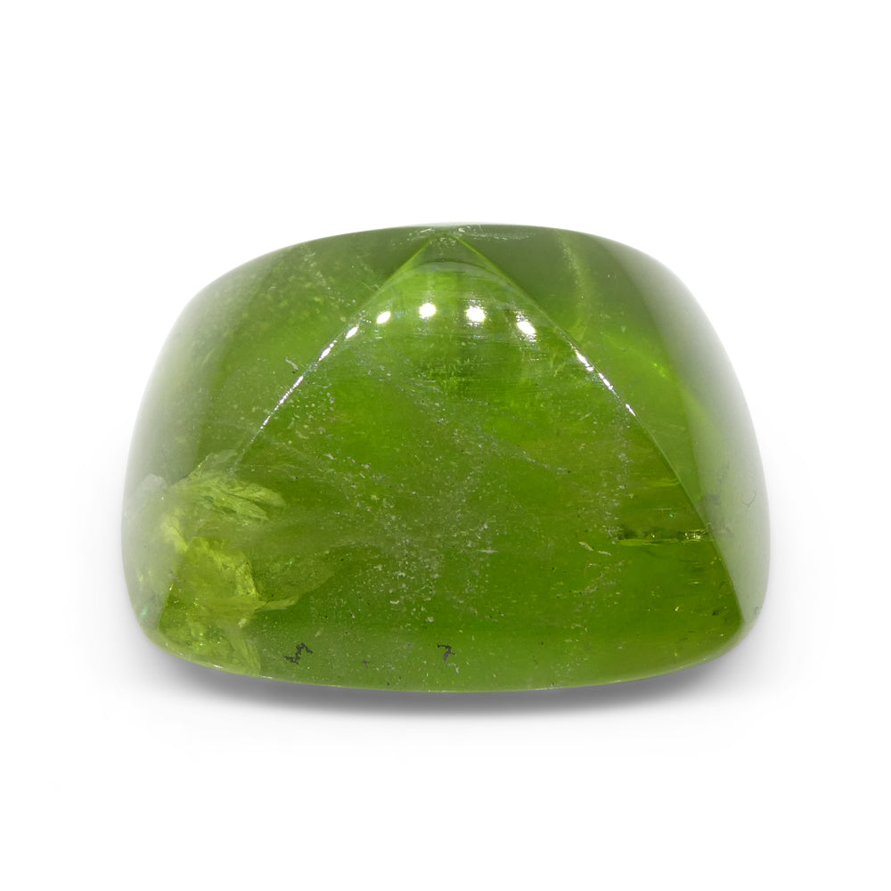 76.85ct Cushion Sugarloaf Cabochon Yellow-Green Peridot from Sapat Gali, Pakistan - Skyjems Wholesale Gemstones