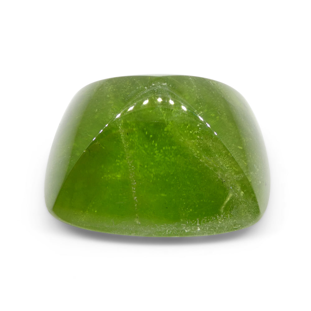 76.85ct Cushion Sugarloaf Cabochon Yellow-Green Peridot from Sapat Gali, Pakistan - Skyjems Wholesale Gemstones