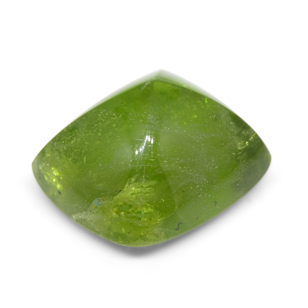 76.85ct Cushion Sugarloaf Cabochon Yellow-Green Peridot from Sapat Gali, Pakistan - Skyjems Wholesale Gemstones