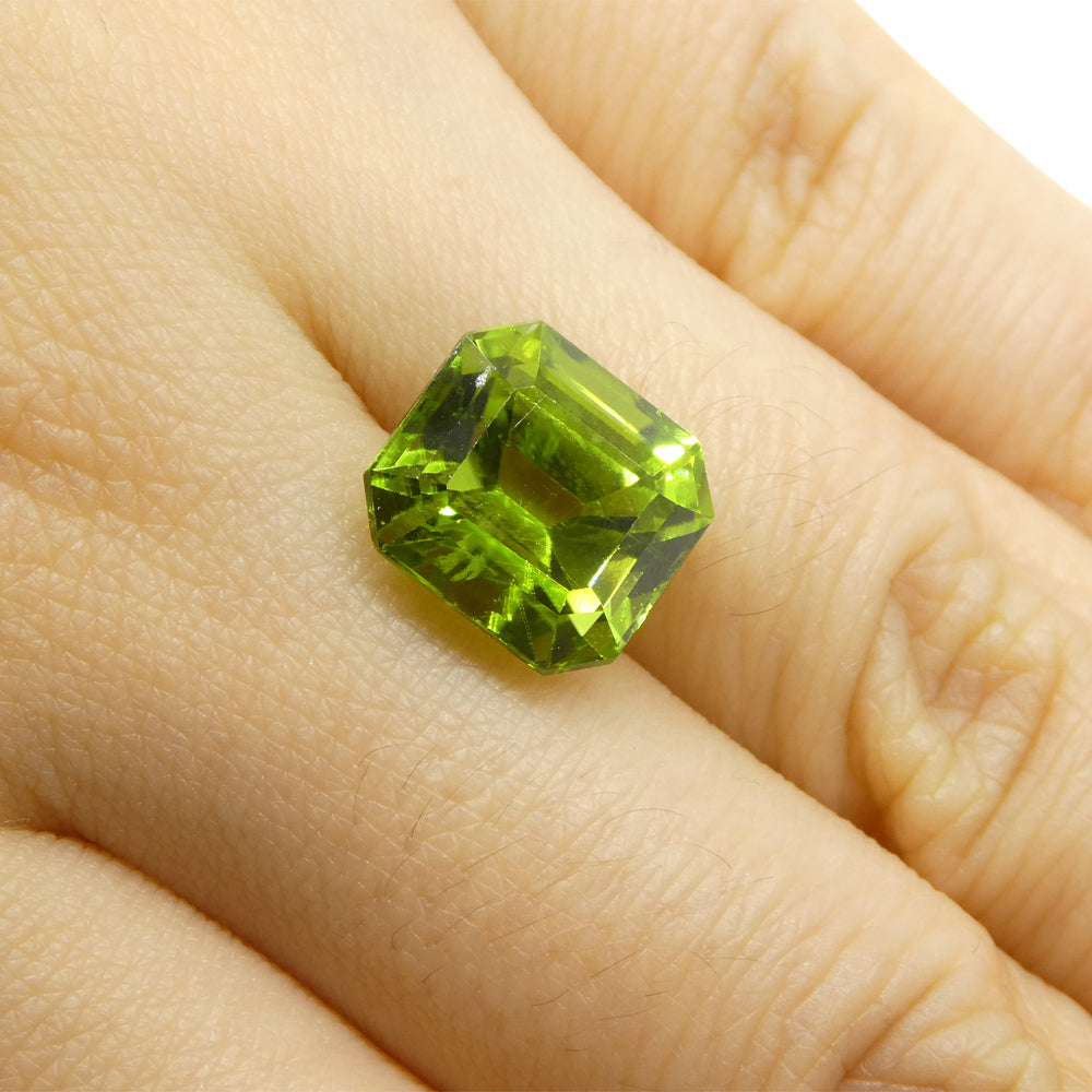 6.16ct Emerald Cut Yellowish Green Peridot from Sapat Gali, Pakistan - Skyjems Wholesale Gemstones