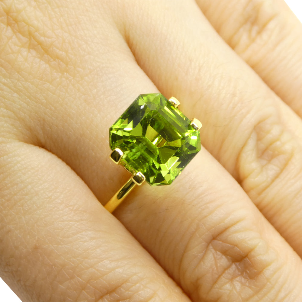 6.16ct Emerald Cut Yellowish Green Peridot from Sapat Gali, Pakistan - Skyjems Wholesale Gemstones