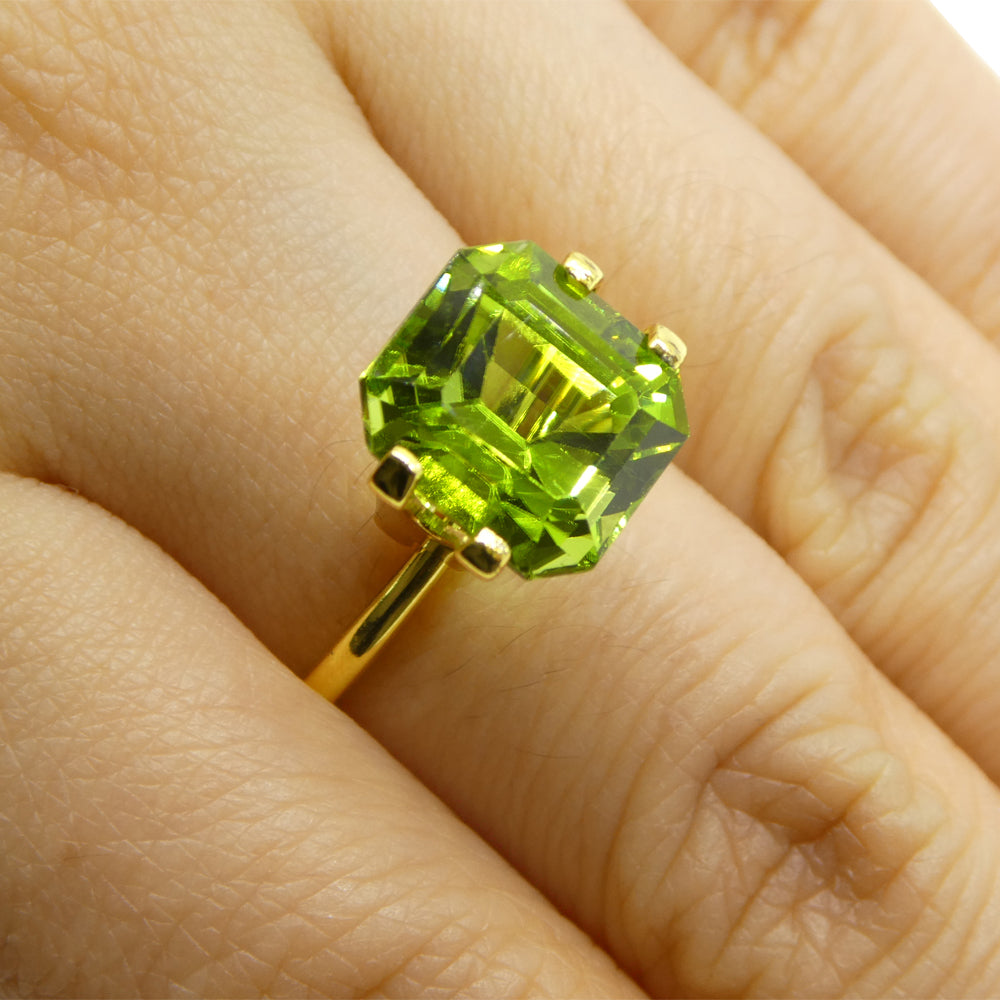 6.16ct Emerald Cut Yellowish Green Peridot from Sapat Gali, Pakistan - Skyjems Wholesale Gemstones