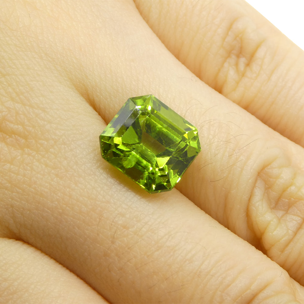 6.16ct Emerald Cut Yellowish Green Peridot from Sapat Gali, Pakistan - Skyjems Wholesale Gemstones