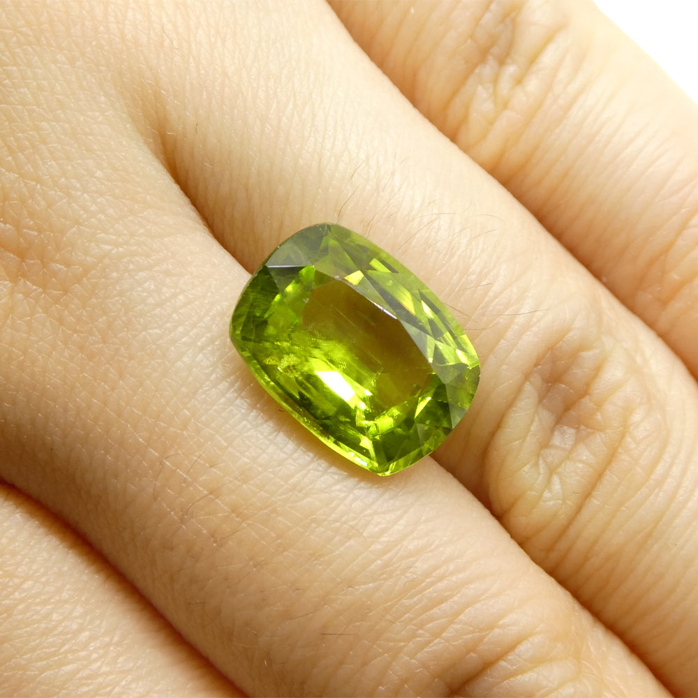 6.11ct Cushion  Yellowish Green Peridot from Sapat Gali, Pakistan - Skyjems Wholesale Gemstones