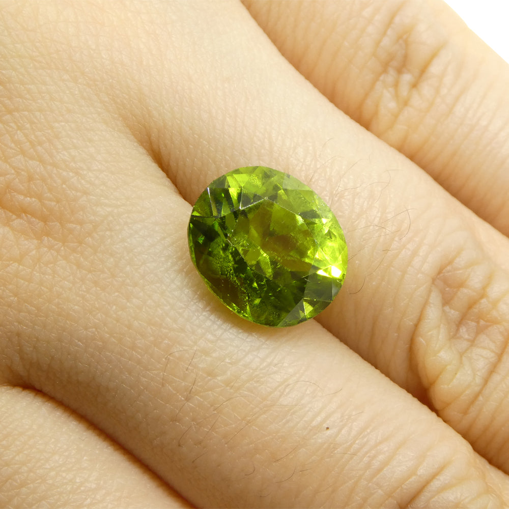 5.69ct Oval Yellowish Green Peridot from Sapat Gali, Pakistan - Skyjems Wholesale Gemstones