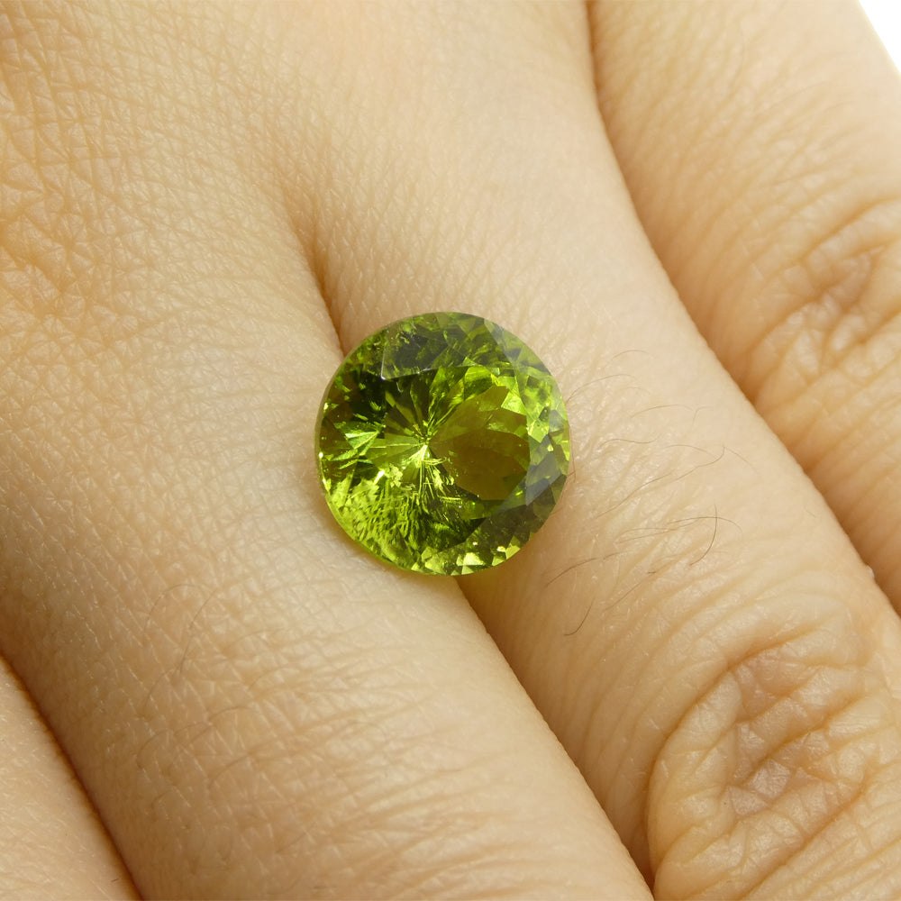 4.03ct Round Yellowish Green Peridot from Sapat Gali, Pakistan - Skyjems Wholesale Gemstones