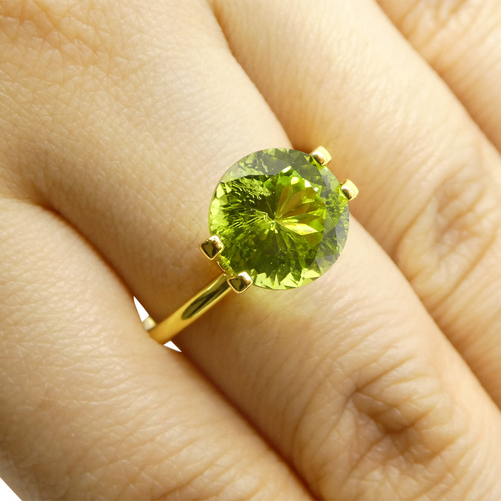 4.03ct Round Yellowish Green Peridot from Sapat Gali, Pakistan - Skyjems Wholesale Gemstones