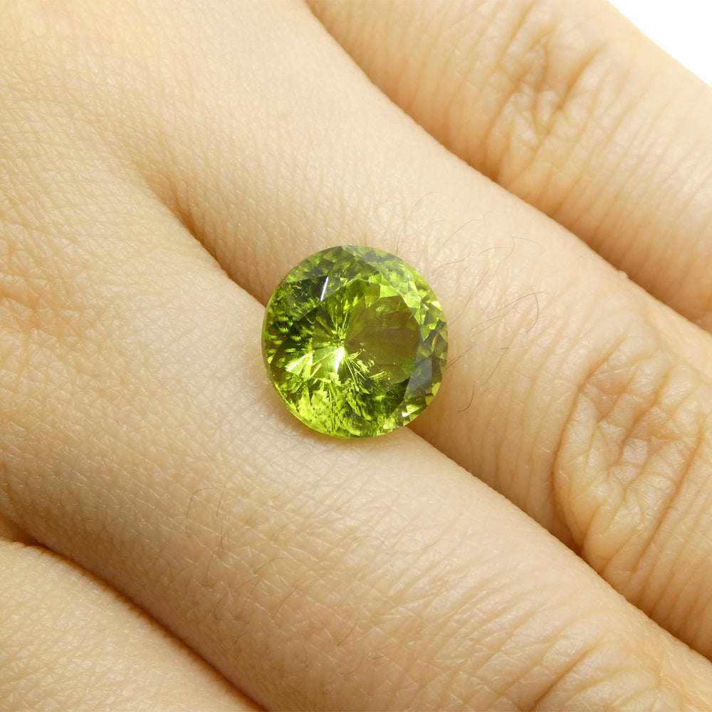 4.03ct Round Yellowish Green Peridot from Sapat Gali, Pakistan - Skyjems Wholesale Gemstones