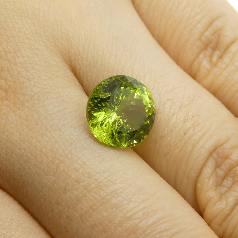 4.03ct Round Yellowish Green Peridot from Sapat Gali, Pakistan - Skyjems Wholesale Gemstones