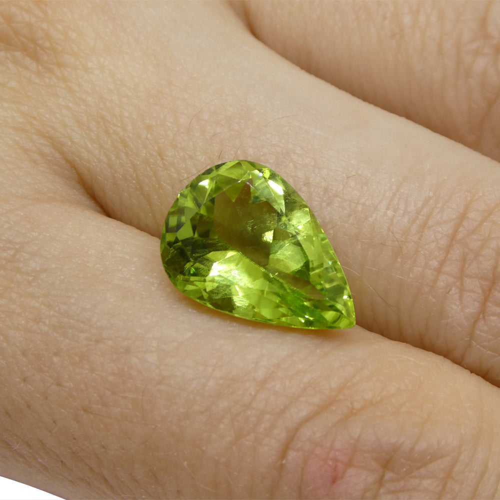 5.9ct Pear Yellow-Green Peridot from Sapat Gali, Pakistan - Skyjems Wholesale Gemstones