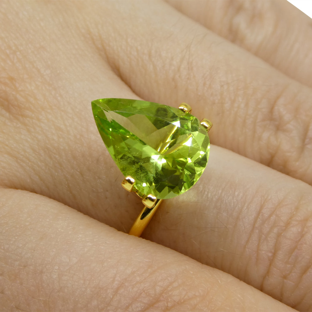 5.9ct Pear Yellow-Green Peridot from Sapat Gali, Pakistan - Skyjems Wholesale Gemstones