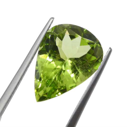 5.9ct Pear Yellow-Green Peridot from Sapat Gali, Pakistan - Skyjems Wholesale Gemstones