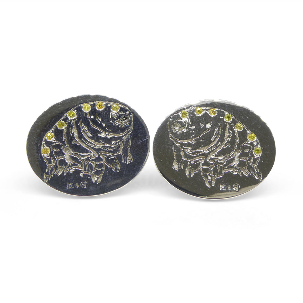 Matt Crookshank X Skyjems, Yellow Sapphire Tardigrade Cufflinks set in 0.925 Sterling Silver - Skyjems Wholesale Gemstones