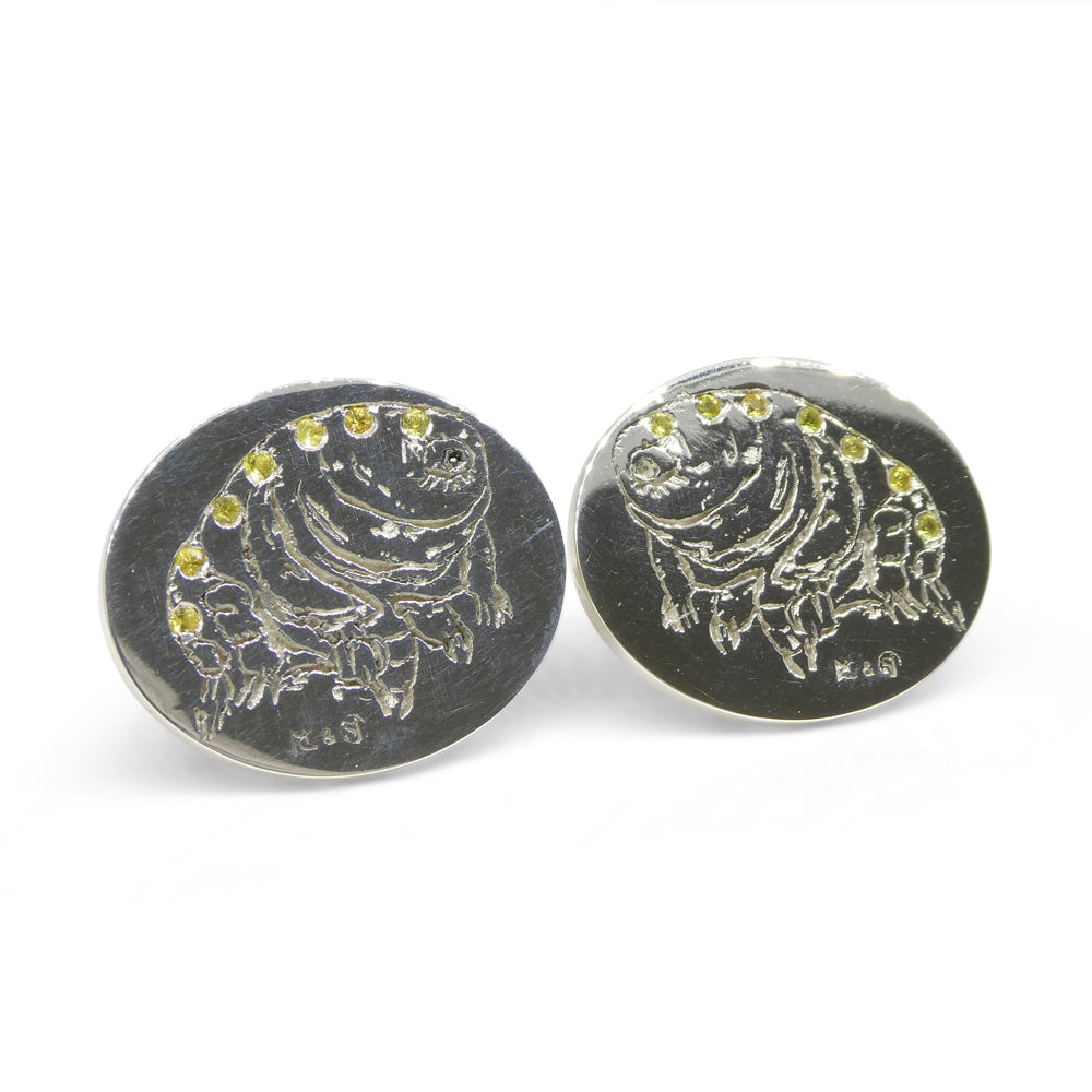 Matt Crookshank X Skyjems, Yellow Sapphire Tardigrade Cufflinks set in 0.925 Sterling Silver - Skyjems Wholesale Gemstones