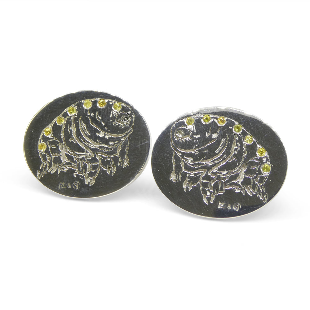 Matt Crookshank X Skyjems, Yellow Sapphire Tardigrade Cufflinks set in 0.925 Sterling Silver - Skyjems Wholesale Gemstones