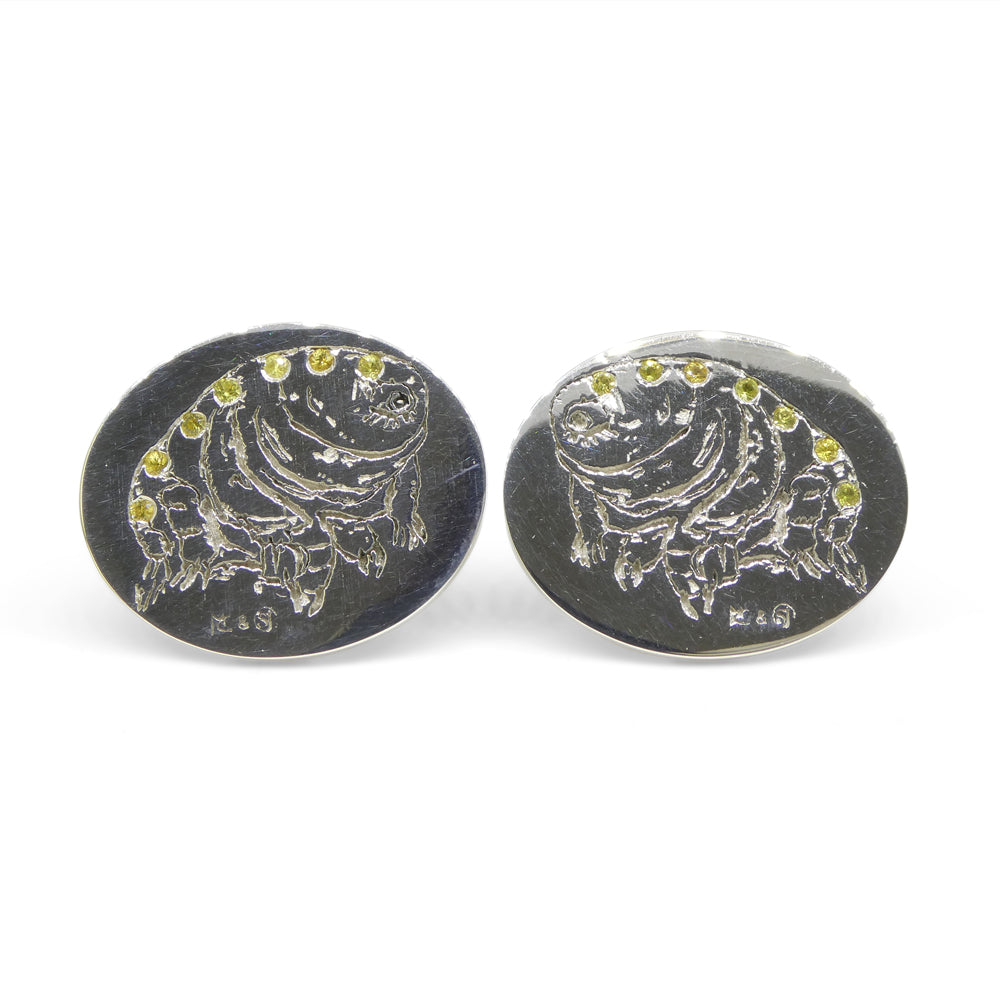 Matt Crookshank X Skyjems, Yellow Sapphire Tardigrade Cufflinks set in 0.925 Sterling Silver - Skyjems Wholesale Gemstones