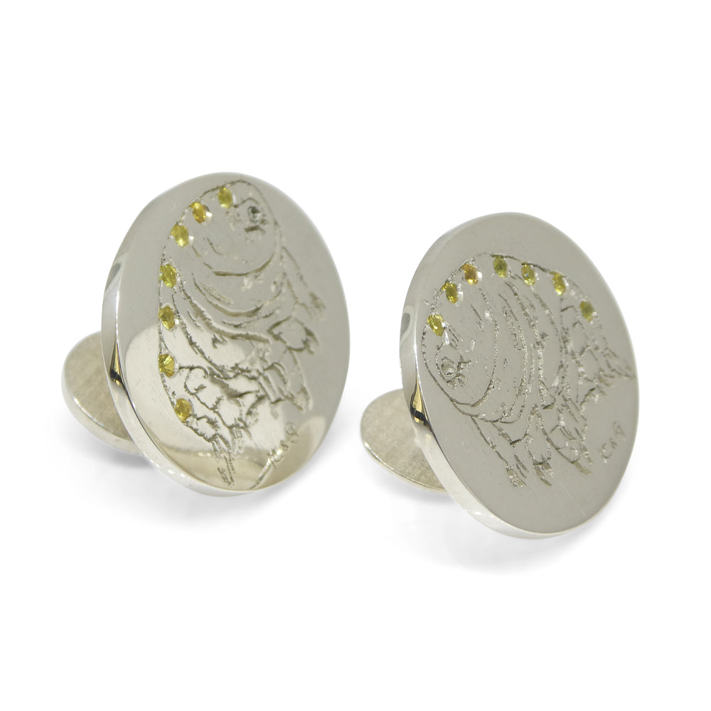 Matt Crookshank X Skyjems, Yellow Sapphire Tardigrade Cufflinks set in 0.925 Sterling Silver - Skyjems Wholesale Gemstones