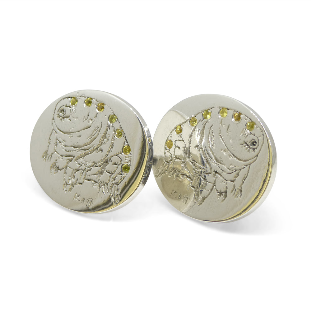 Matt Crookshank X Skyjems, Yellow Sapphire Tardigrade Cufflinks set in 0.925 Sterling Silver - Skyjems Wholesale Gemstones