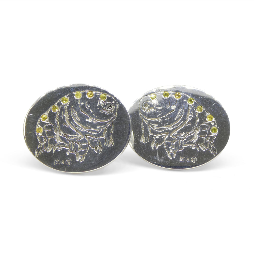 Matt Crookshank X Skyjems, Yellow Sapphire Tardigrade Cufflinks set in 0.925 Sterling Silver - Skyjems Wholesale Gemstones