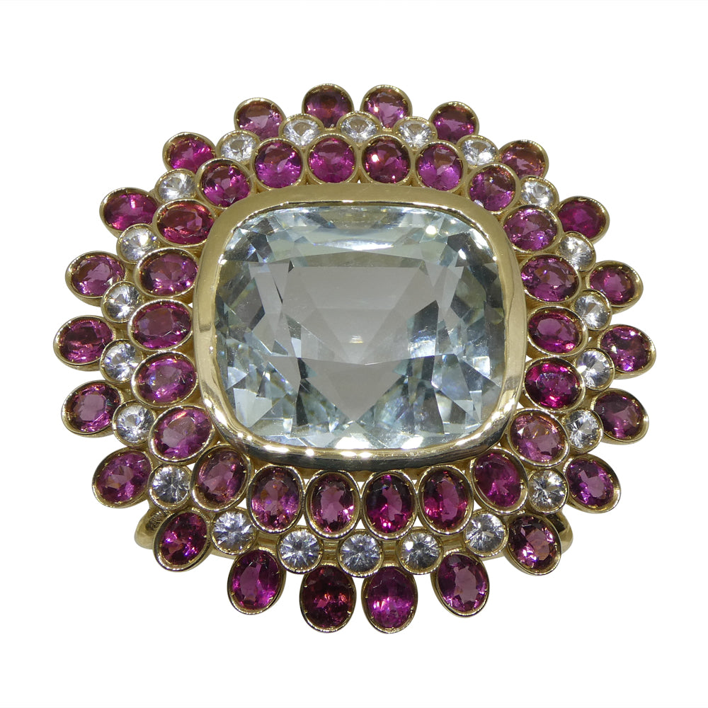 43ct Aquamarine, Pink Tourmaline, Sapphire, Pearl and Ruby Body Chain set in 10k Yellow Gold - Skyjems Wholesale Gemstones