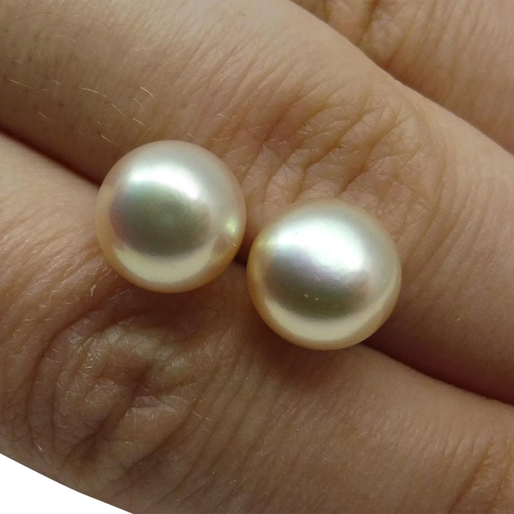 Sterling Silver 8mm Pair Natural Baby Pink Pearl Stud Earrings - Skyjems Wholesale Gemstones