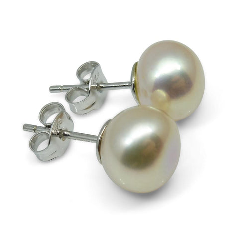 Sterling Silver 8mm Pair Natural Baby Pink Pearl Stud Earrings