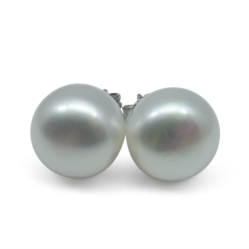 Sterling Silver 10mm Pair Natural White Pearl Stud Earrings