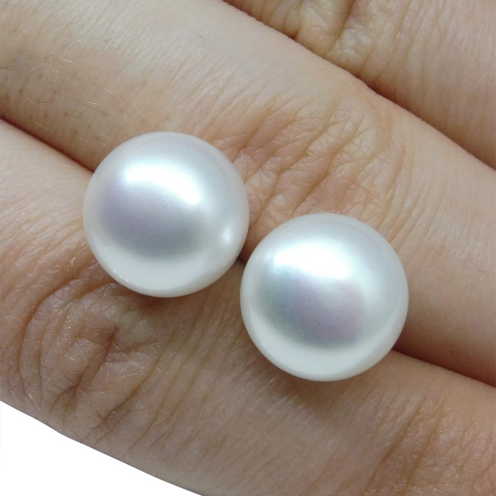 Sterling Silver 10mm Pair Natural White Pearl Stud Earrings - Skyjems Wholesale Gemstones