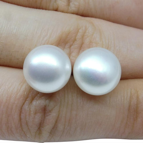 Sterling Silver 10mm Pair Natural White Pearl Stud Earrings