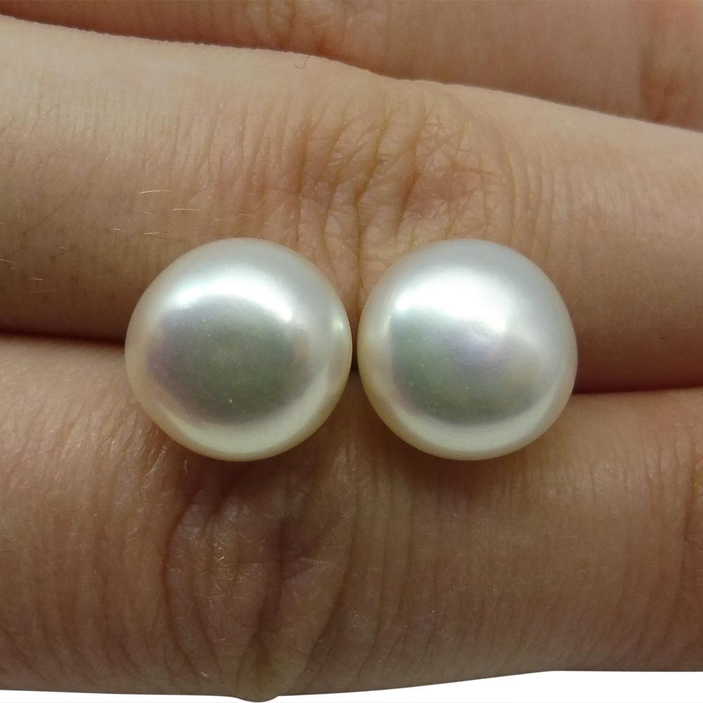 Sterling Silver 8mm Pair Natural White Pearl Stud Earrings - Skyjems Wholesale Gemstones