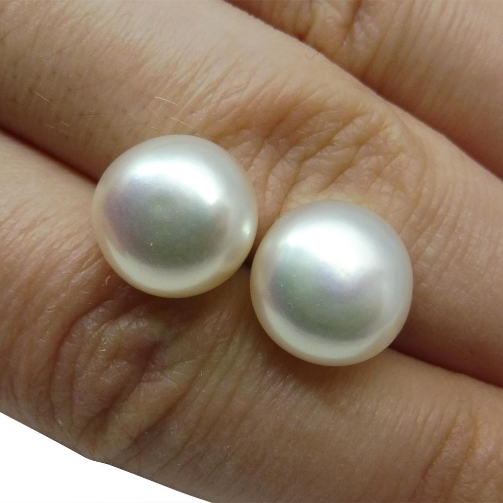 Sterling Silver 8mm Pair Natural White Pearl Stud Earrings - Skyjems Wholesale Gemstones