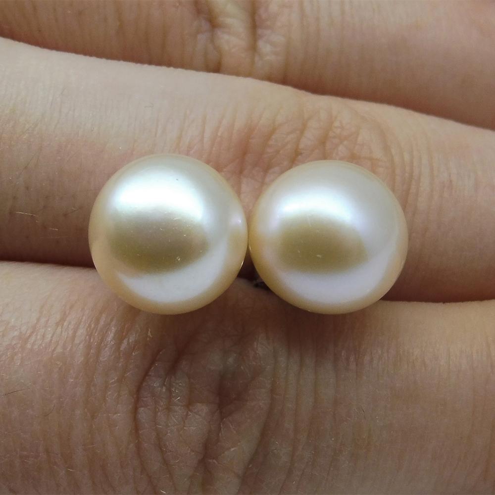 Sterling Silver 10mm Pair Natural Baby Pink Pearl Stud Earrings - Skyjems Wholesale Gemstones