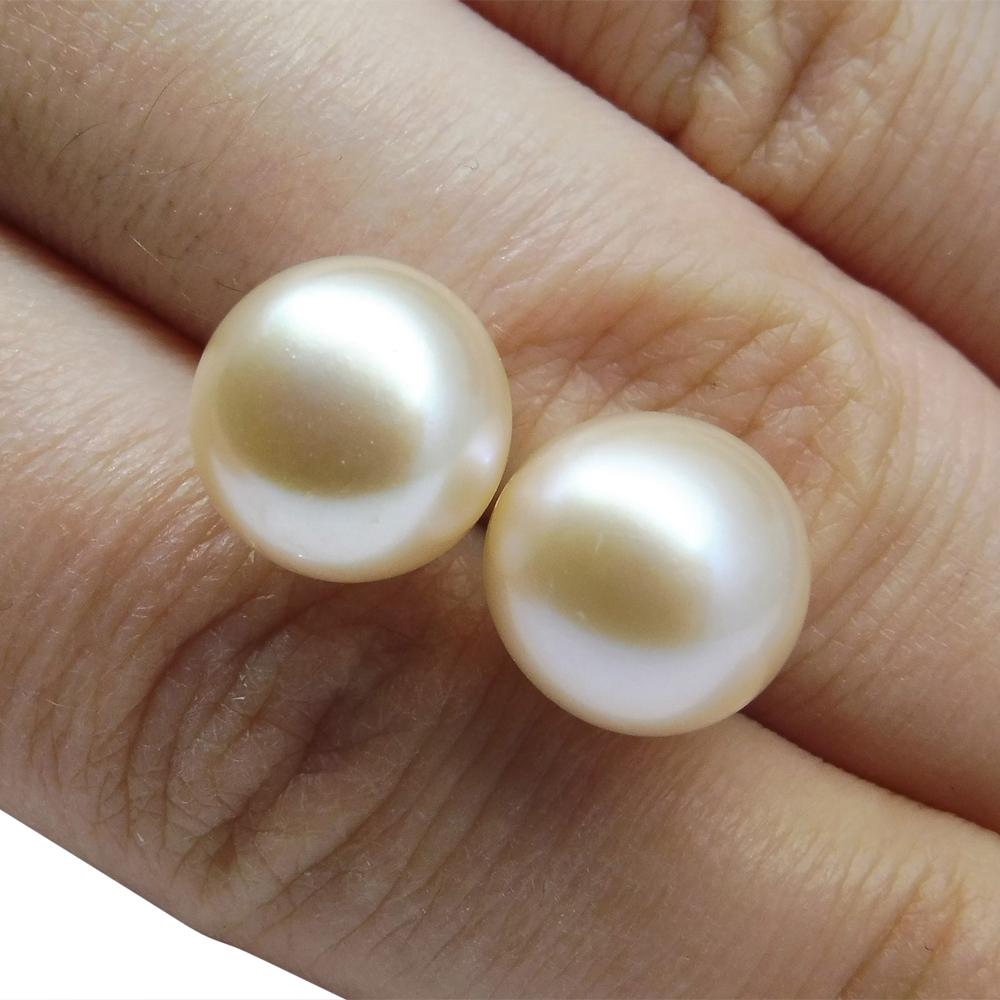 Sterling Silver 10mm Pair Natural Baby Pink Pearl Stud Earrings - Skyjems Wholesale Gemstones